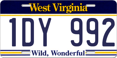 WV license plate 1DY992