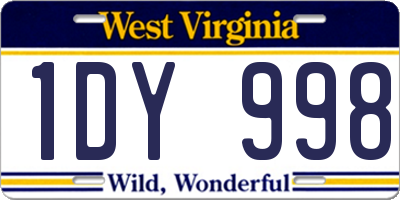 WV license plate 1DY998