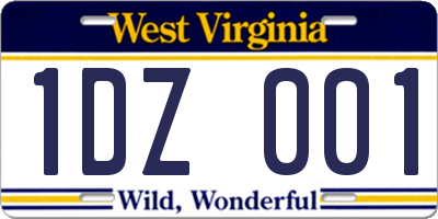 WV license plate 1DZ001