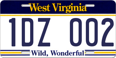 WV license plate 1DZ002
