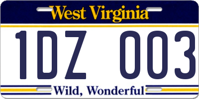 WV license plate 1DZ003