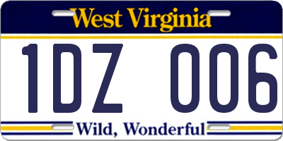 WV license plate 1DZ006