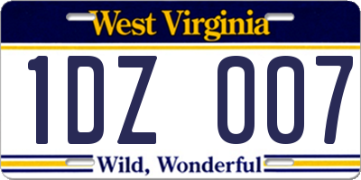 WV license plate 1DZ007
