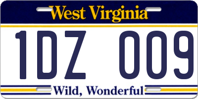 WV license plate 1DZ009