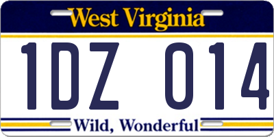 WV license plate 1DZ014