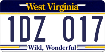 WV license plate 1DZ017