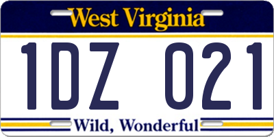 WV license plate 1DZ021