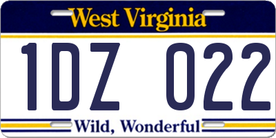 WV license plate 1DZ022