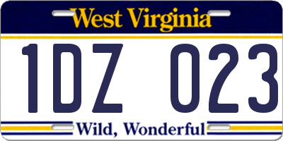WV license plate 1DZ023