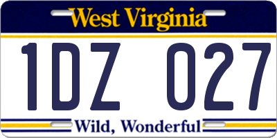 WV license plate 1DZ027