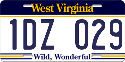 WV license plate 1DZ029