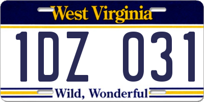 WV license plate 1DZ031