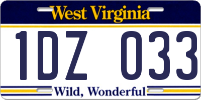 WV license plate 1DZ033