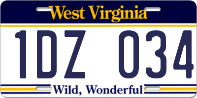 WV license plate 1DZ034