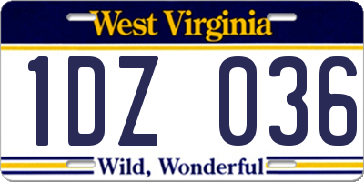 WV license plate 1DZ036