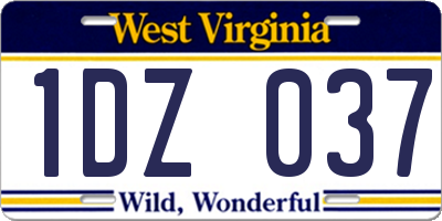WV license plate 1DZ037