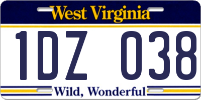 WV license plate 1DZ038
