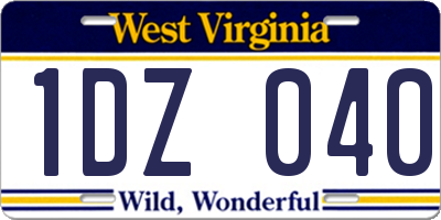 WV license plate 1DZ040