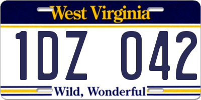 WV license plate 1DZ042
