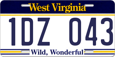 WV license plate 1DZ043