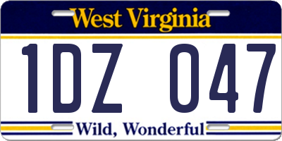WV license plate 1DZ047