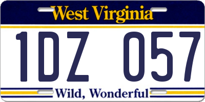 WV license plate 1DZ057