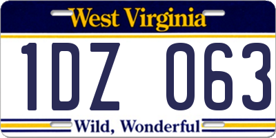 WV license plate 1DZ063