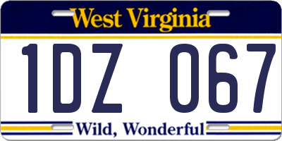WV license plate 1DZ067