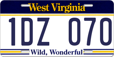 WV license plate 1DZ070
