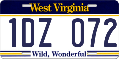 WV license plate 1DZ072
