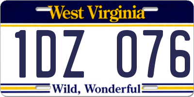 WV license plate 1DZ076