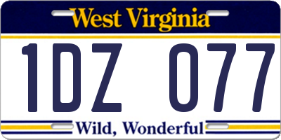 WV license plate 1DZ077