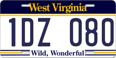 WV license plate 1DZ080