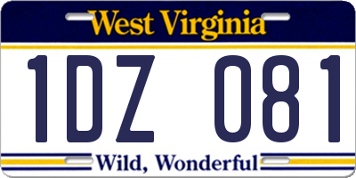 WV license plate 1DZ081