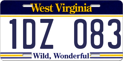 WV license plate 1DZ083