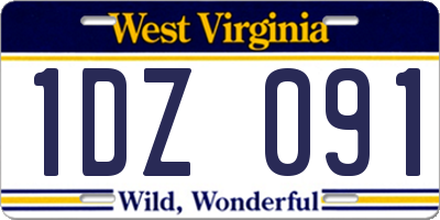 WV license plate 1DZ091