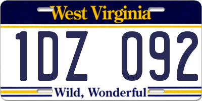 WV license plate 1DZ092
