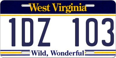 WV license plate 1DZ103