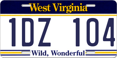 WV license plate 1DZ104