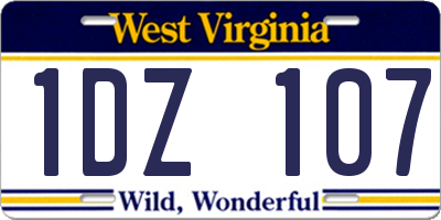WV license plate 1DZ107