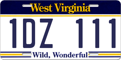 WV license plate 1DZ111