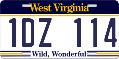 WV license plate 1DZ114