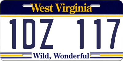 WV license plate 1DZ117