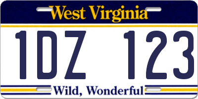 WV license plate 1DZ123