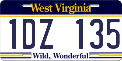 WV license plate 1DZ135