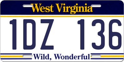 WV license plate 1DZ136