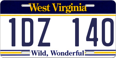WV license plate 1DZ140