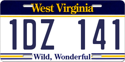WV license plate 1DZ141