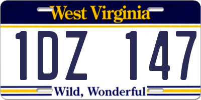 WV license plate 1DZ147