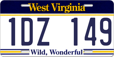 WV license plate 1DZ149